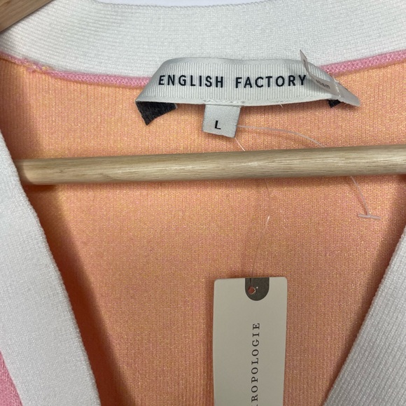 English Factory Pink & Yellow Heart-Print V-Neck Cardigan Anthropologie NWT - Picture 3 of 6